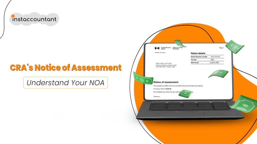 Notice of Assessment (NOA) document with financial figures and tax-related details