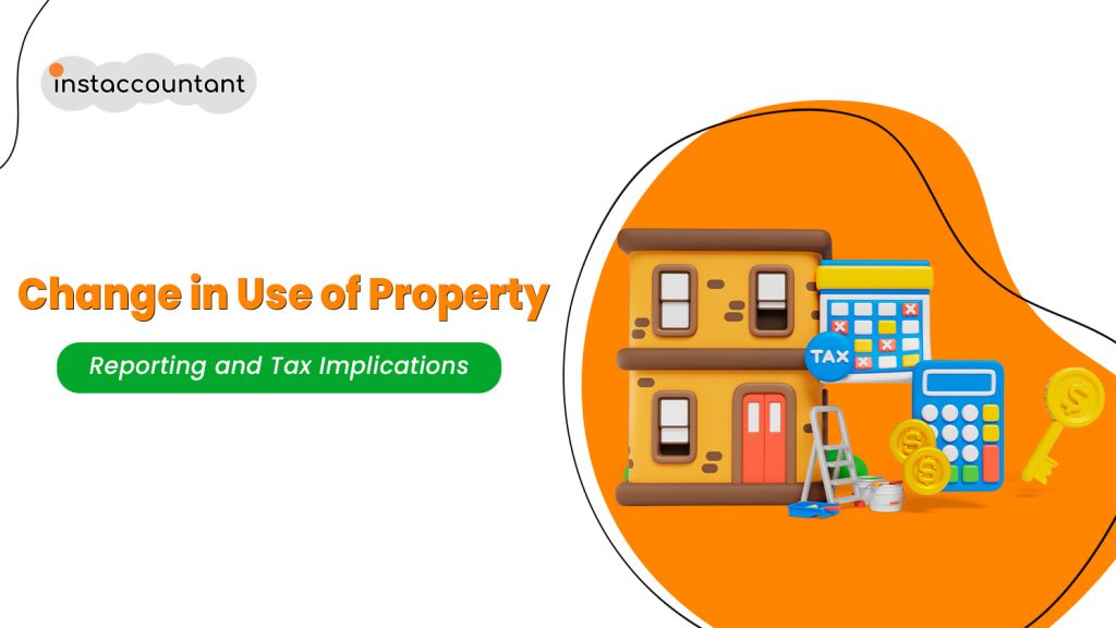  Illustration of a house with an arrow indicating change in use, representing property reporting and tax implications.