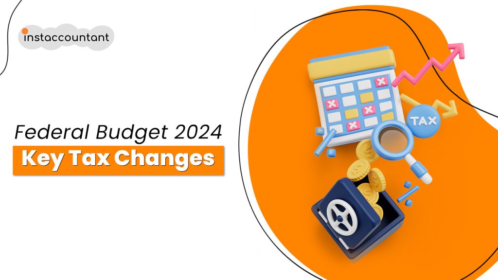 Image depicting a document with the title '2024 Federal Budget' and a magnifying glass highlighting key tax changes affecting individuals and businesses.
