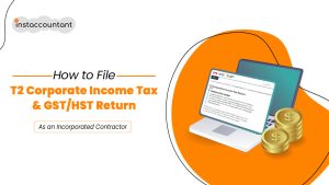 Step-by-step guide for incorporated contractors on filing T2 Corporate Income Tax and GST/HST returns in Canada.