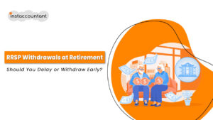 An infographic illustrating the decision-making process for RRSP withdrawals at retirement, highlighting factors to consider, timing options, and the impact of delaying withdrawals on retirement income.