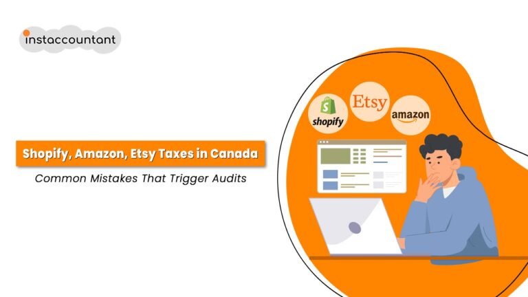 Canadian eCommerce seller managing Shopify, Amazon, and Etsy tax records to avoid CRA audit risks and GST/HST mistakes.