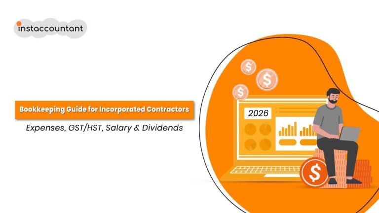 Complete 2026 guide to incorporated contractor bookkeeping in Canada. Learn T2 corporate tax, deductible expenses, GST/HST, payroll, shareholder loans and CRA rules.