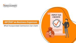 GST/HST input tax credits for incorporated contractors in Canada, highlighting Zoombooks for tracking business expenses, receipts, and GST/HST.