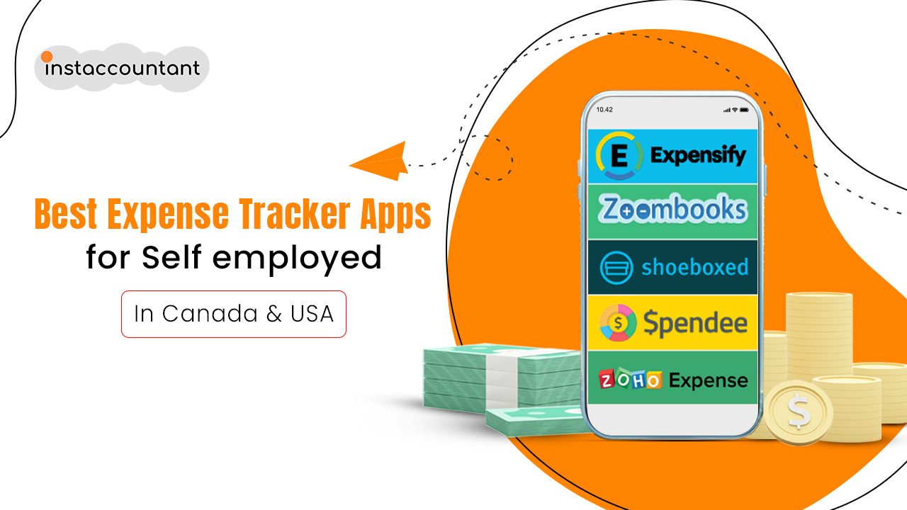 Top Expense Tracking Apps for Self-employed: Logos of Expensify, Zoombooks, Spendee, ShoeBoxed, and Zoho Expense