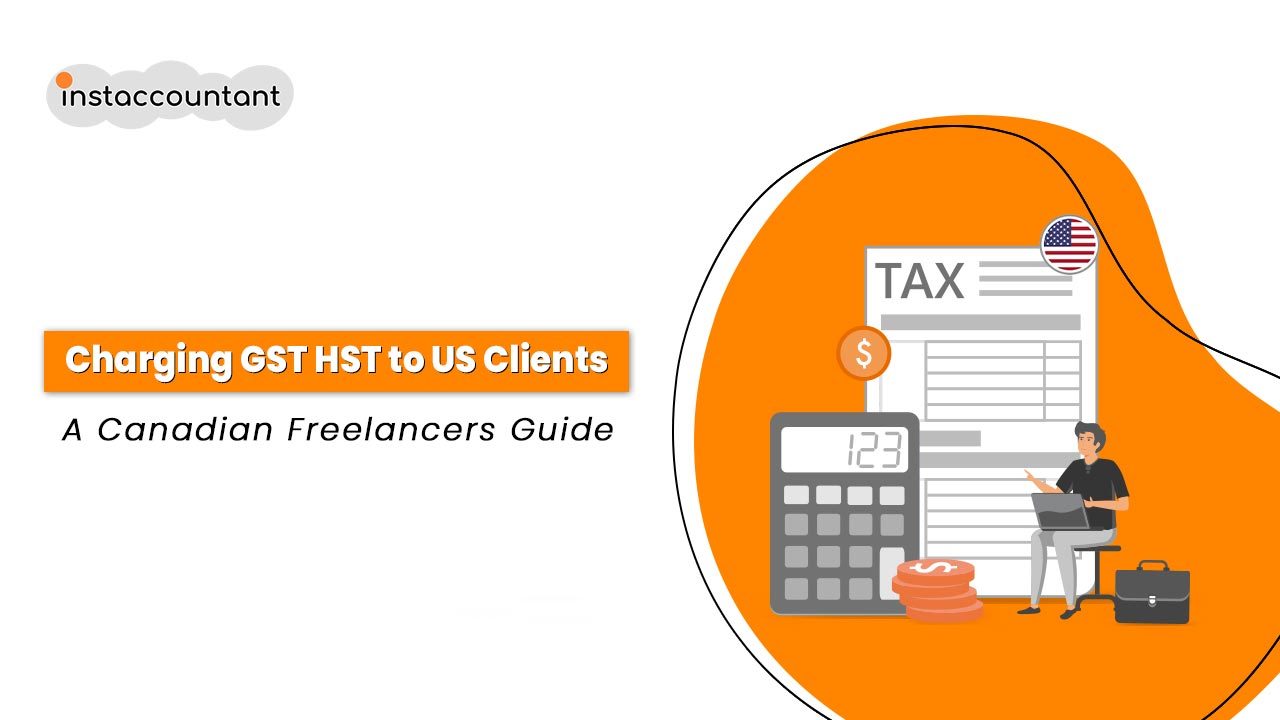 Canadian freelancer reviewing invoice showing no GST HST charged to US client under export rules