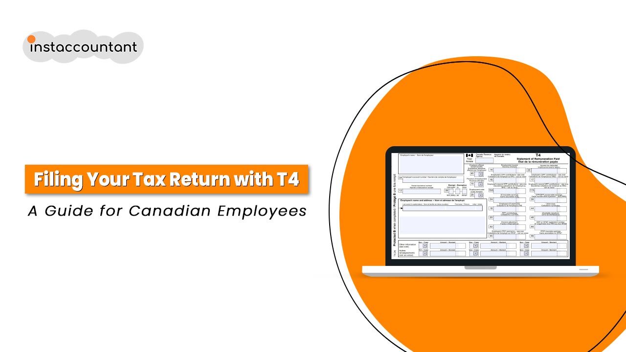A step-by-step guide showing how Canadian employees can file their tax return using a T4 slip, including key sections, deduction boxes, and tips for accurate filing.
